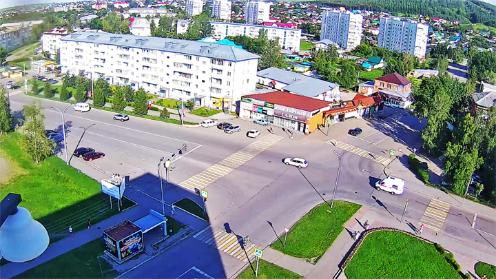 Онлайн веб-камера на перекрёстке Мясникова-Партизанская, г. Белокуриха
